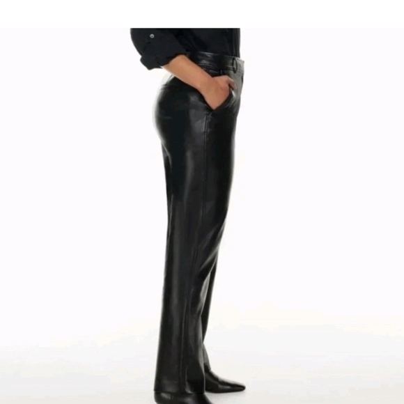 Aritzia Babaton New Command Mid Rise Pants Black Size:6 NEW Faux Leather - Picture 3 of 12